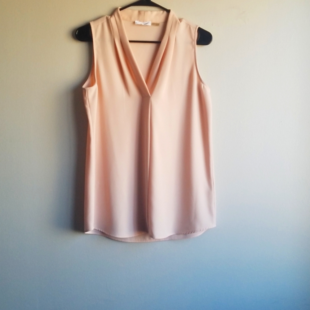 Calvin Klein Blush Sleeveless V-Neck Blouse